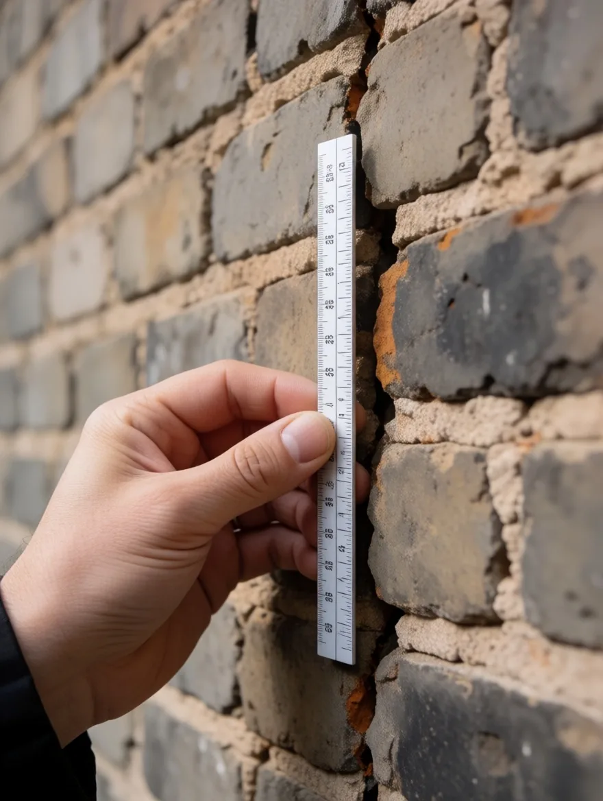 Fisura en muro de carga durante peritaje estructural