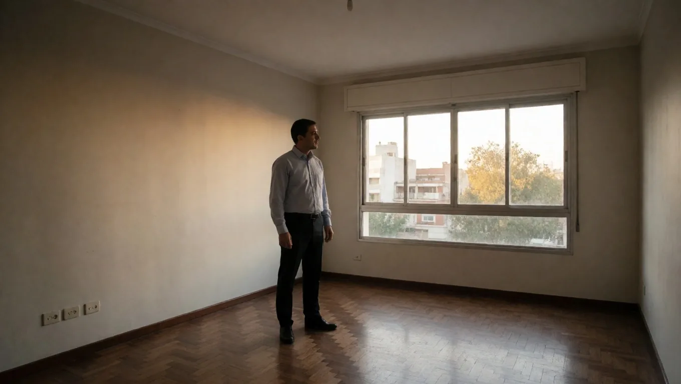 Inspector técnico revisando una pared de hormigón expuesto con linterna